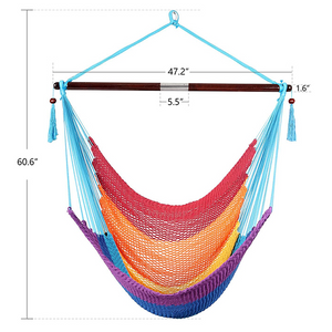 Karibik-H&auml;ngematten-H&auml;ngesessel, langlebiger Polyester-H&auml;ngesessel f&uuml;r drinnen und drau&szlig;en, Garten, Wohnzimmer