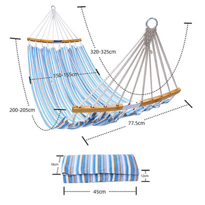 B&aelig;rbar hengek&oslash;ye i bomullsduk for 2 personer Robust og komfortabel dobbel hengek&oslash;ye for trecamping bakg&aring;rd og strand