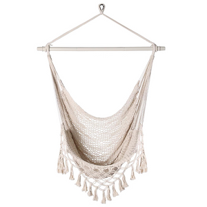 Scaun cu hamac Capacitate de greutate de 330 lbs, Scaun mare suspendat, Scaun balansoar din fr&acirc;nghie din bumbac moale cu tijă metalică cu sarcină mare &Icirc;n interior, &icirc;n aer liber, &icirc;n grădină, &icirc;n cameră de zi.