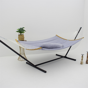 Хлопковый парусиновый гамак, портативный гамак для кемпинга с прочной изогнутой перекладиной и сумкой для переноски для путешествий, патио и сада
