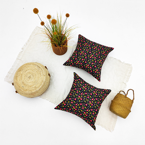 Set de 2 perne impermeabile pentru exterior, cu imprimeu floral, pentru mobilier de grădină, flori negre de 19 x 19 inci