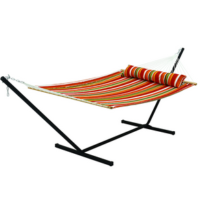 Διπλή αιώρα με Spreader Bar Hammocks Καπιτονέ υφασμάτινη αιώρα με μαλακό μαξιλάρι Max 440lbs Χωρητικότητα Πορτοκαλί Ρίγες